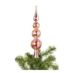 Xenos Piek discoballen roze - glas - ø6.7x31 cm- Kerstpieken