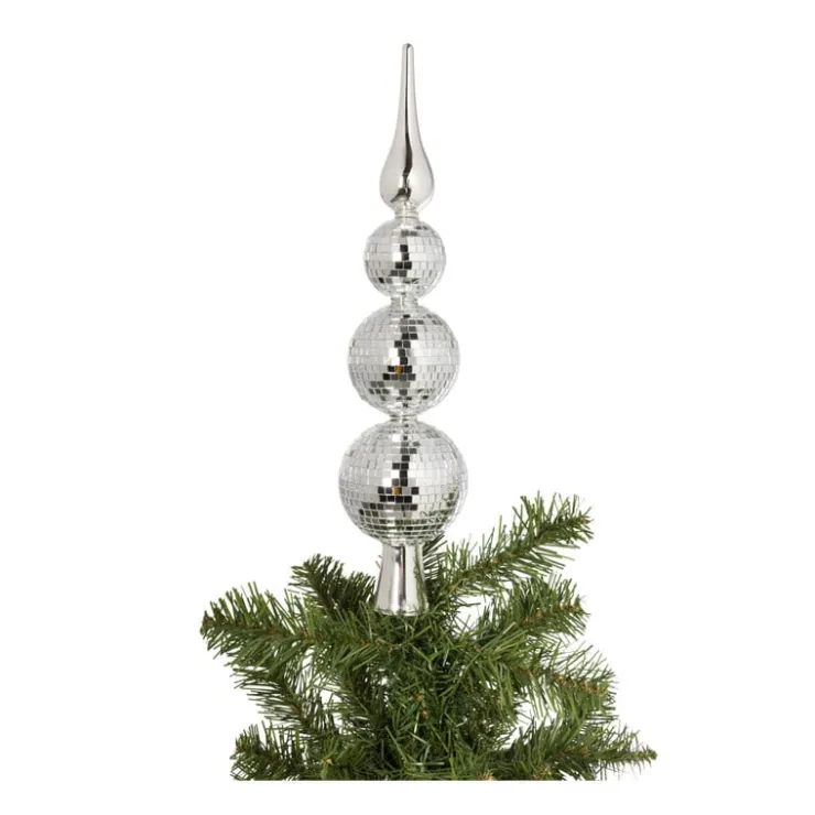 Xenos Piek discoballen zilver - glas - ø6.7x31 cm- Kerstpieken