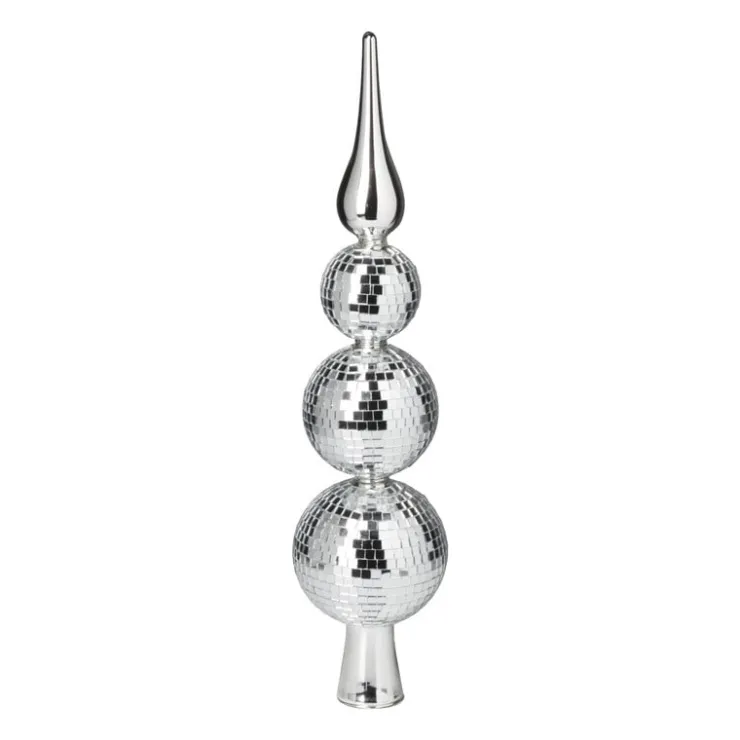 Xenos Piek discoballen zilver - glas - ø6.7x31 cm- Kerstpieken