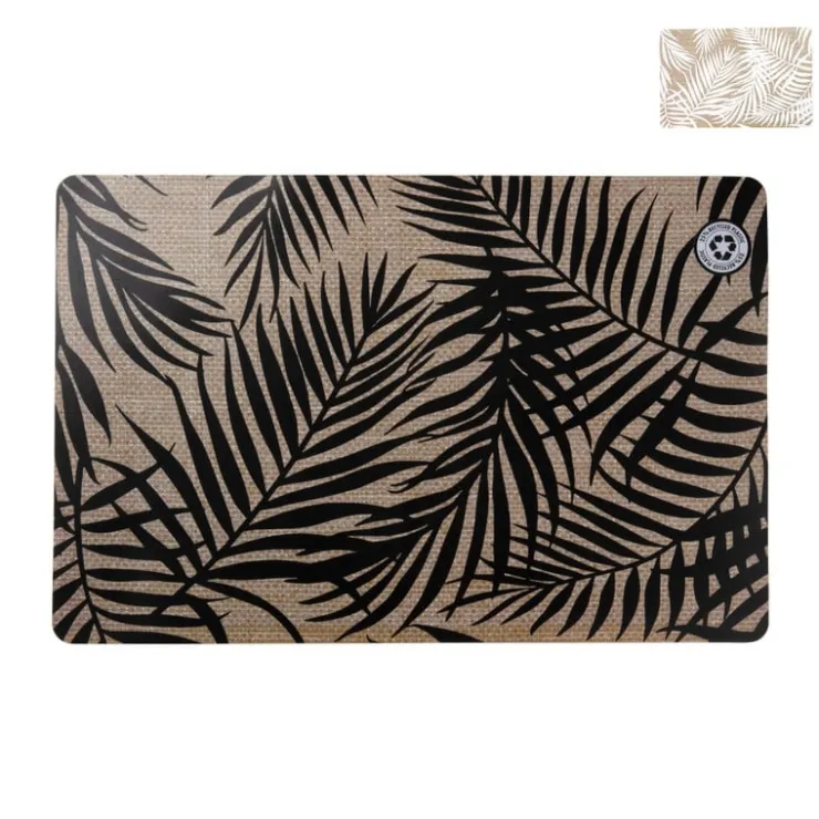 Xenos Placemat bladeren - beige/zwart - 43.5x28.5 cm - diverse varianten- Placemats