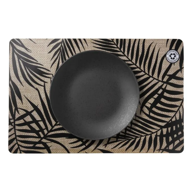Xenos Placemat bladeren - beige/zwart - 43.5x28.5 cm - diverse varianten- Placemats