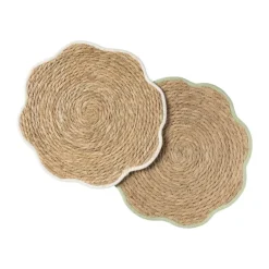 Xenos Placemat bloem wit - zeegras - ø38 cm- Placemats