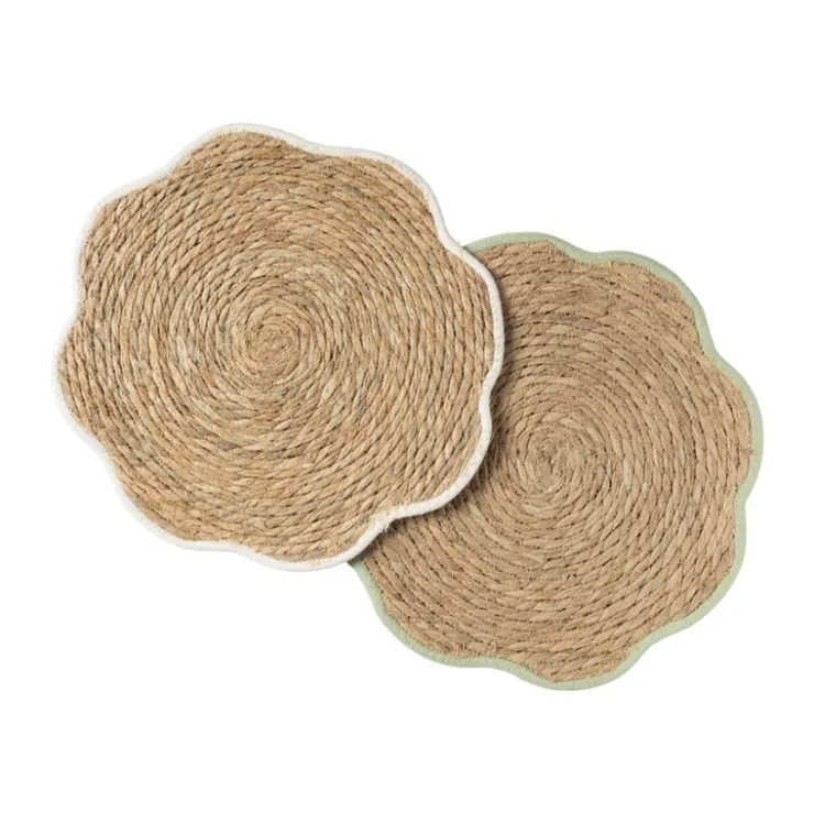 Xenos Placemat bloem wit - zeegras - ø38 cm- Placemats