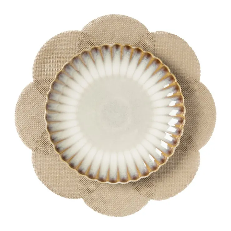 Xenos Placemat 3D bloem - bruin - ø38 cm- Kerst|Placemats