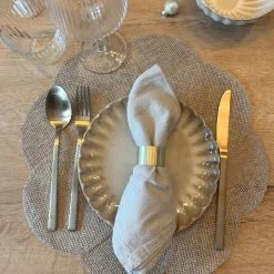 Xenos Placemat 3D bloem - bruin - ø38 cm- Kerst|Placemats
