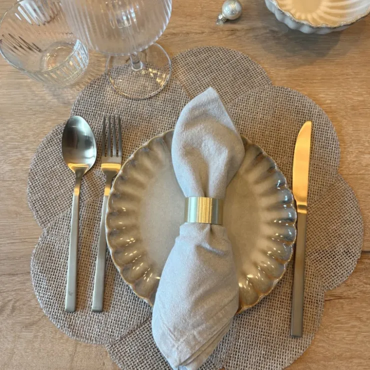 Xenos Placemat 3D bloem - bruin - ø38 cm- Kerst|Placemats