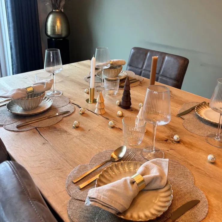 Xenos Placemat 3D bloem - bruin - ø38 cm- Kerst|Placemats