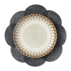 Xenos Placemat 3D bloem - zwart - ø38 cm- Placemats
