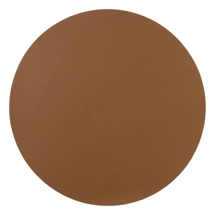 Xenos Placemat PU leer - bruin - ø38 cm- Placemats