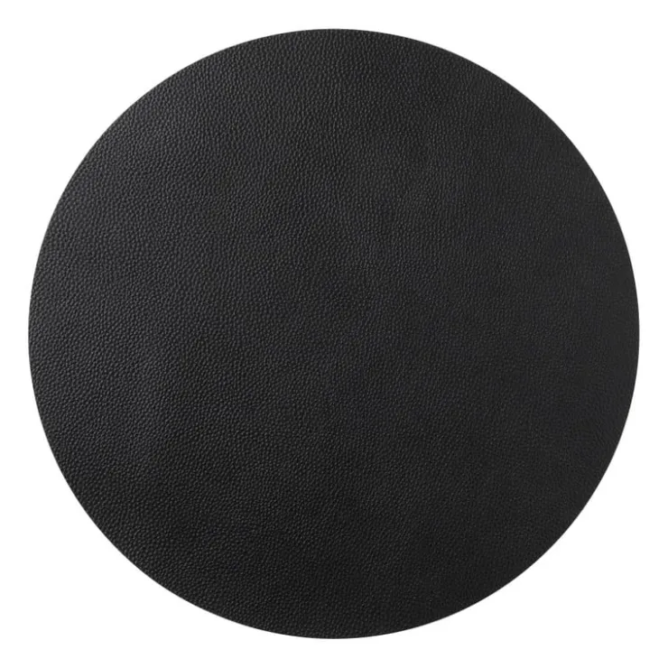 Xenos Placemat PU leer - zwart - ø38 cm- Placemats