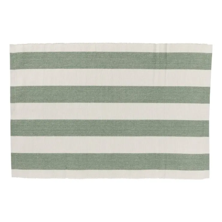 Xenos Placemat streep - groen - set van 2- Placemats