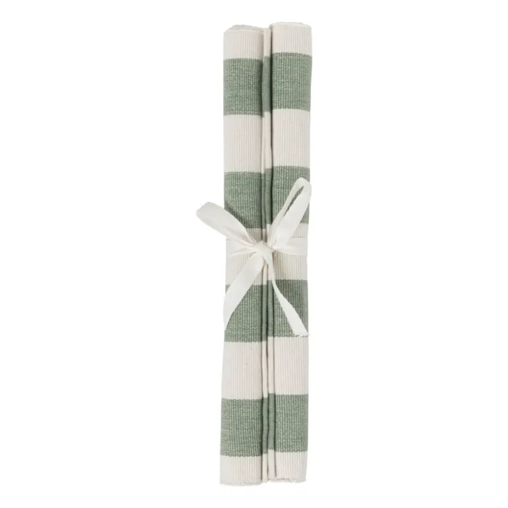 Xenos Placemat streep - groen - set van 2- Placemats