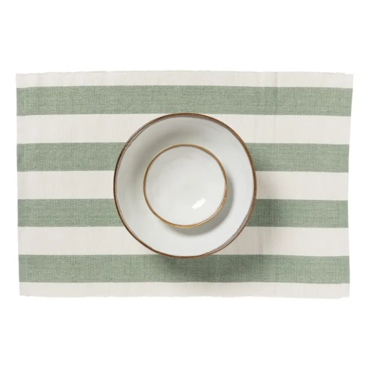 Xenos Placemat streep - groen - set van 2- Placemats