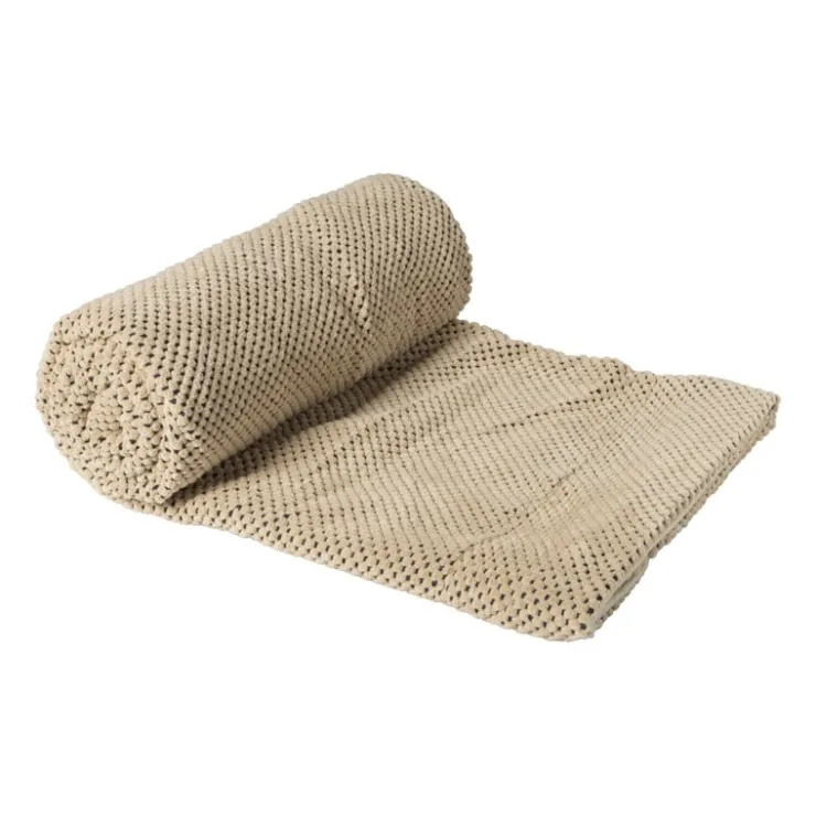 Xenos Plaid blokje - beige - 130x160 cm- Plaids