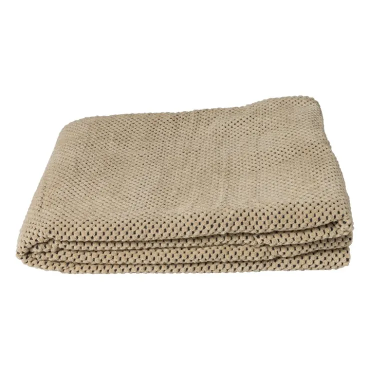 Xenos Plaid blokje - beige - 130x160 cm- Plaids