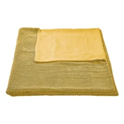 Xenos Plaid blokje - geel - 130x160 cm- Plaids