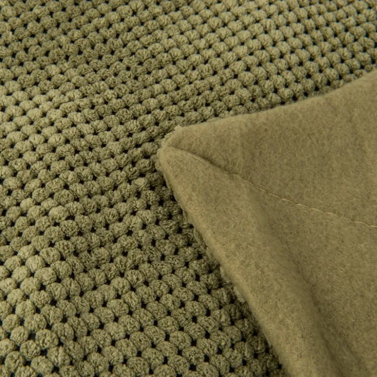 Xenos Plaid blokje - groen - 130x160 cm- Plaids