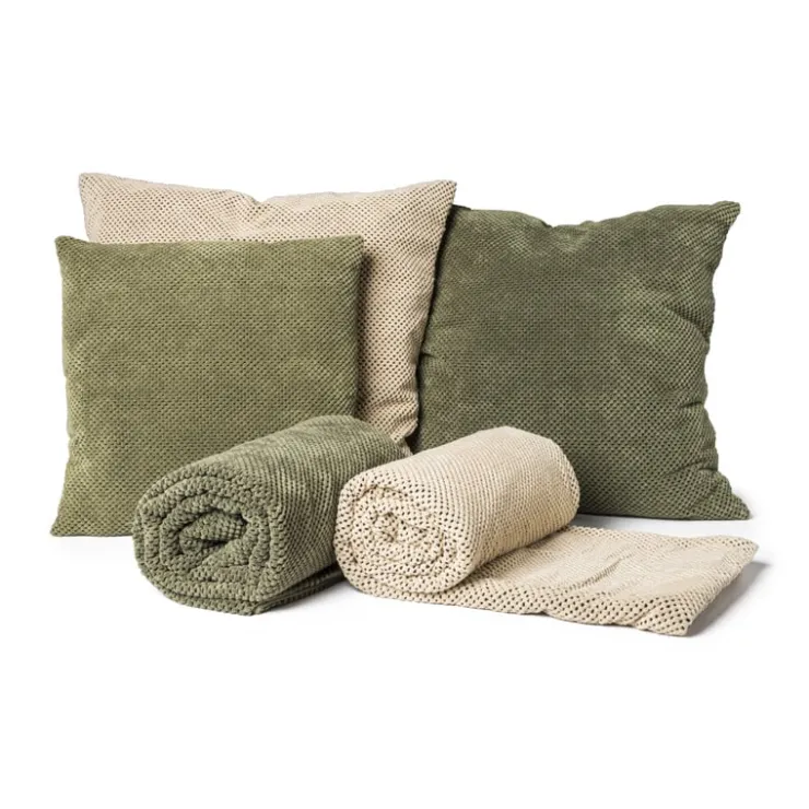 Xenos Plaid blokje - groen - 130x160 cm- Plaids