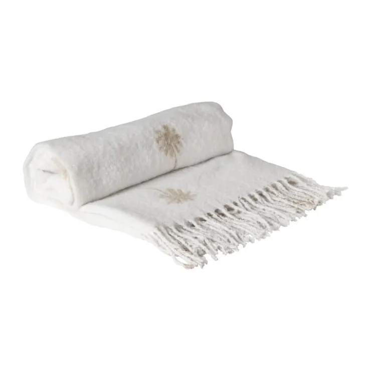 Xenos Plaid palmboom - beige/goud - 170x130 cm- Plaids