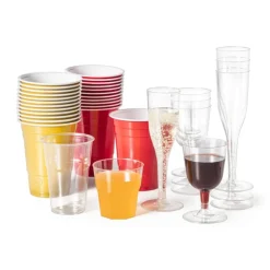 Xenos Plastic glazen - 160 ml - set van 12- Wegwerpservies