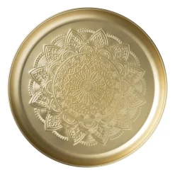 Xenos Plateau goud - metaal - ø35x3 cm- Kaarsenplateaus