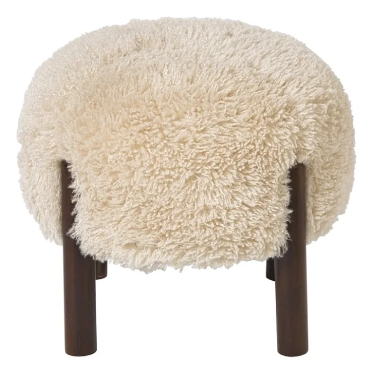 Xenos Poef beatle - beige/bruin - ø40x34.5 cm- Poefjes