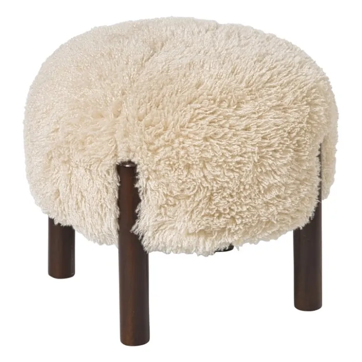 Xenos Poef beatle - beige/bruin - ø40x34.5 cm- Poefjes