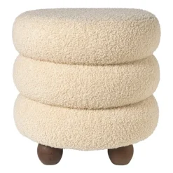 Xenos Poef bubbles - beige - ø38x42 cm- Poefjes
