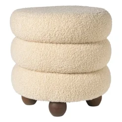 Xenos Poef bubbles - beige - ø38x42 cm- Poefjes