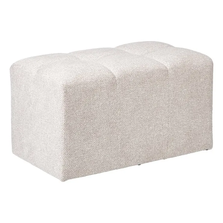 Xenos Poef chenille - beige - 38x66x38 cm- Poefjes