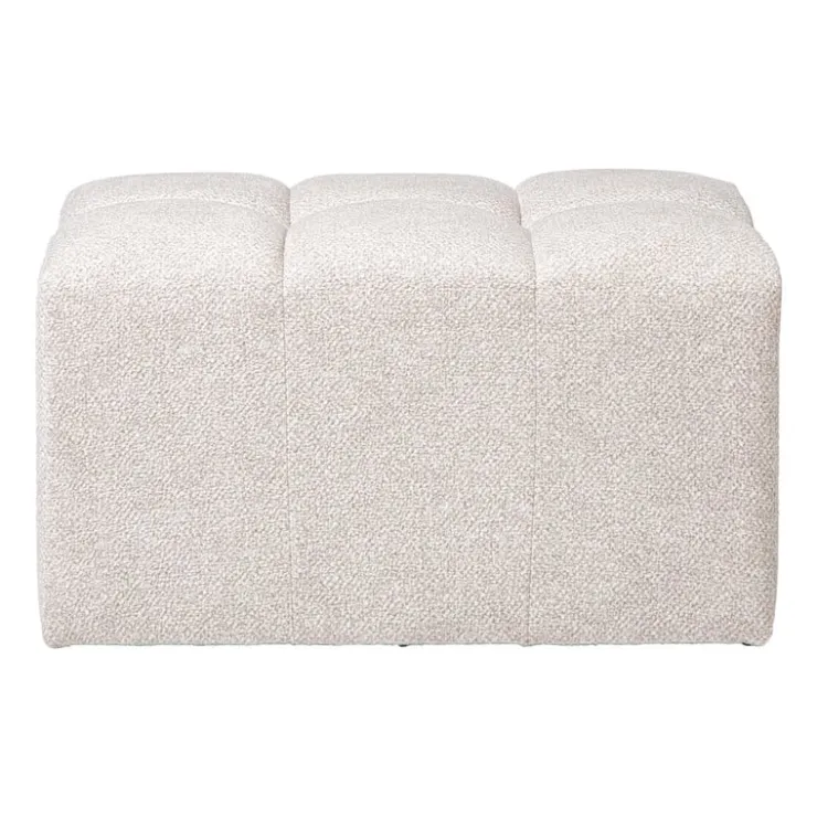 Xenos Poef chenille - beige - 38x66x38 cm- Poefjes