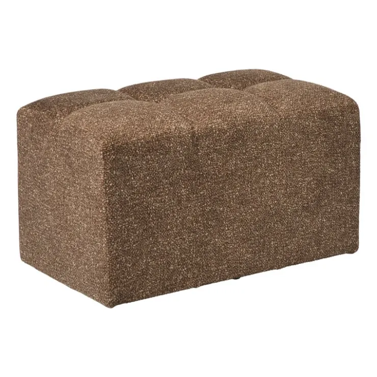Xenos Poef chenille - bruin - 38x66x38 cm- Poefjes