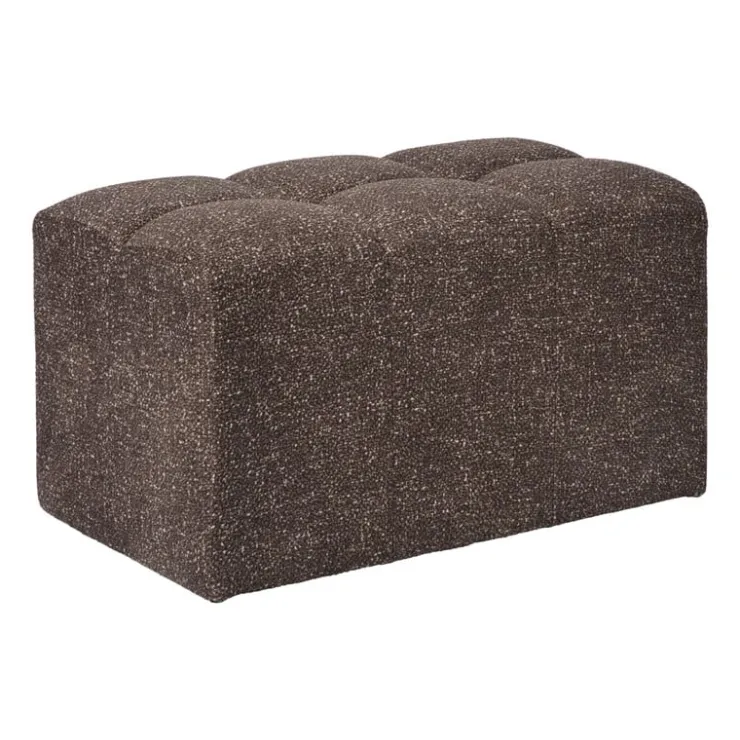Xenos Poef chenille - donkerbruin -38x66x38 cm- Poefjes