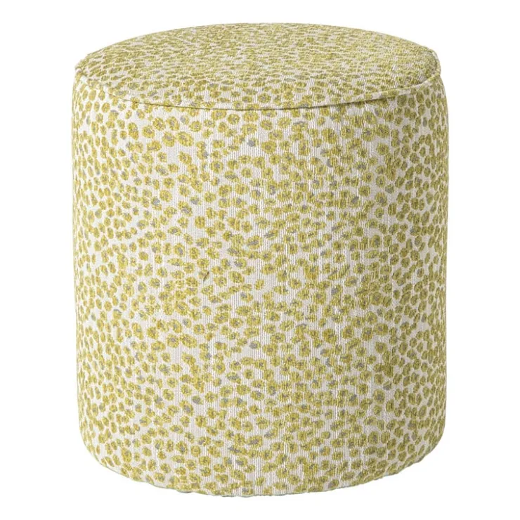Xenos Poef jacquard - geel - ø35x39 cm- Poefjes
