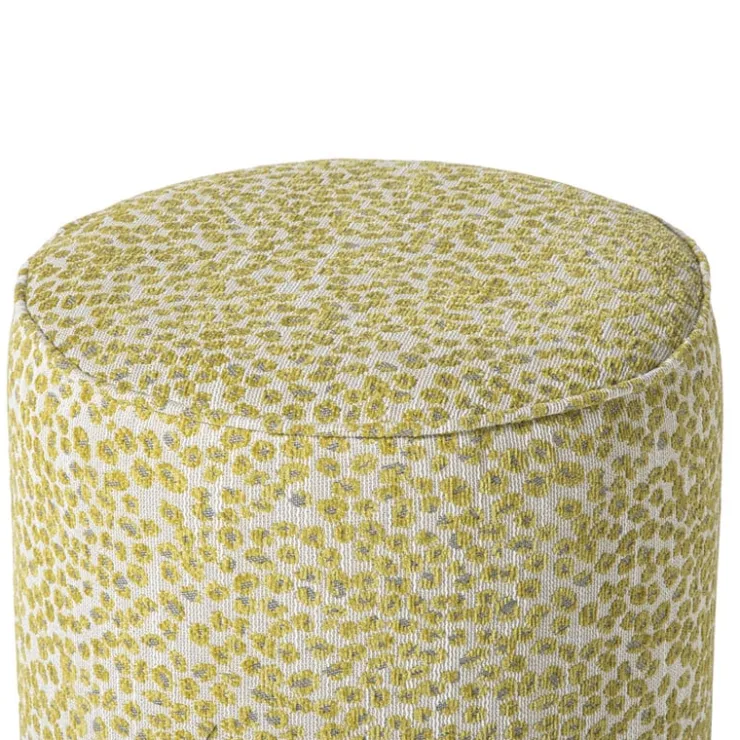 Xenos Poef jacquard - geel - ø35x39 cm- Poefjes