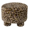 Xenos Poef luipaard - bruin/beige - ø40x29 cm- Poefjes