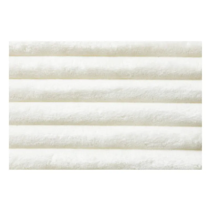 Xenos Poef Nora ribstof XL - wit - ø60x40 cm- Poefjes