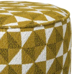 Xenos Poef retro - oker/beige - ø35x38 cm- Poefjes