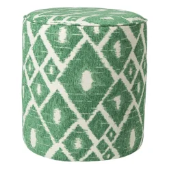 Xenos Poef ruit - groen - ø35x38 cm- Poefjes