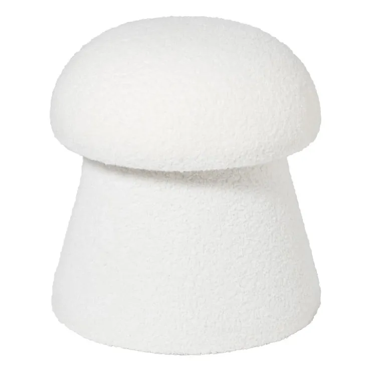 Xenos Poef Teddy Mushroom - wit - ø36x38 cm- Poefjes