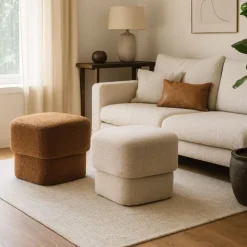 Xenos Poef vilt - beige - 40x40x40 cm- Poefjes
