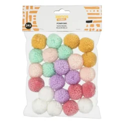 Xenos Pompoms mix - 24 stuks - 18x12x3 cm- Knutselspullen