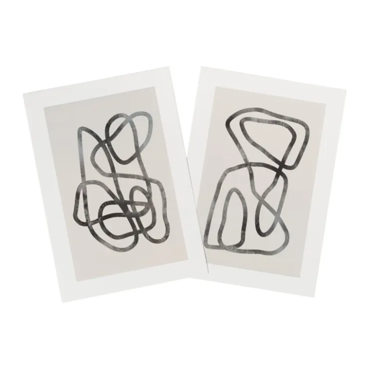 Xenos Poster abstract 2 - beige/zwart - 21x30 cm- Posters