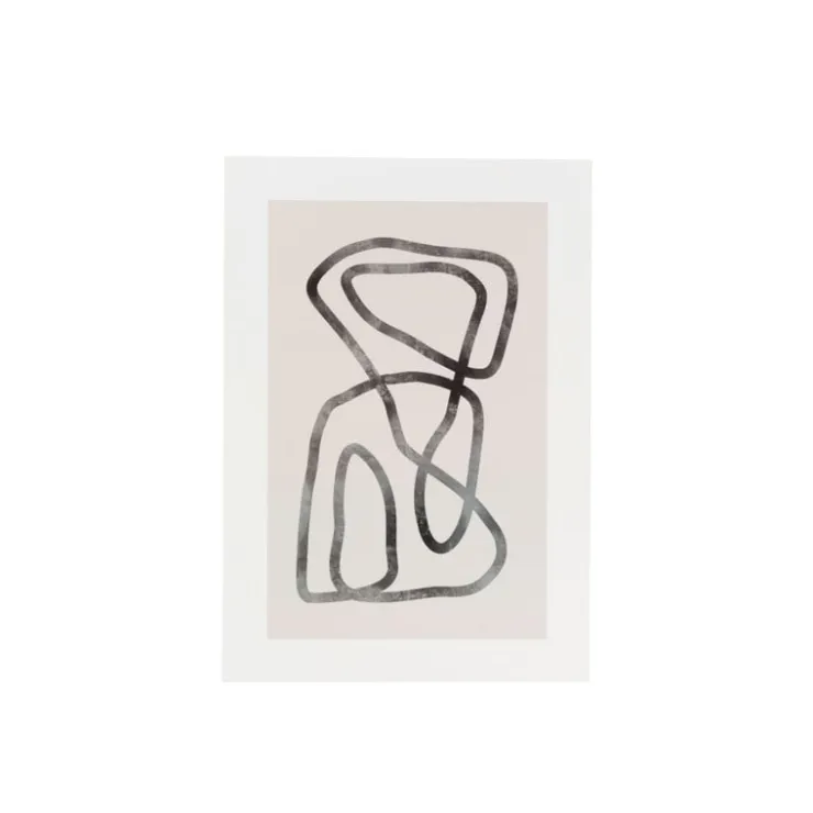 Xenos Poster abstract 2 - beige/zwart - 13x18 cm- Posters