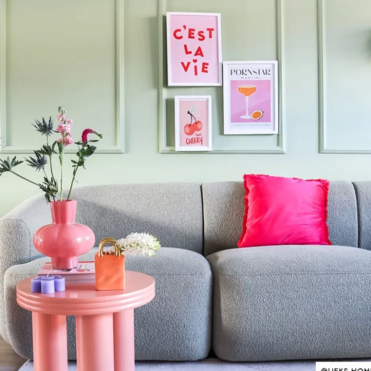 Xenos Poster met lijst cherry - roze/wit - 30x21 cm- Posters