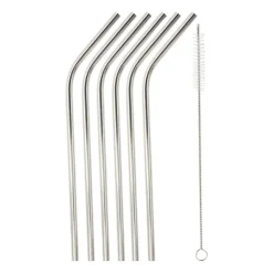 Xenos Rietjes RVS - zilver - set van 6- Rietjes