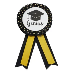 Xenos Rozet geslaagd - goud/zwart - 24 cm- Verkleedaccessoires