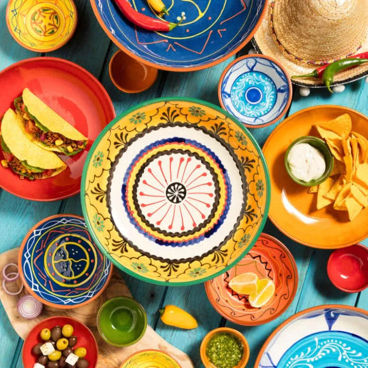 Xenos Schaal Fiesta - blauw - 15 cm- Schalen|Kommen