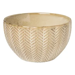 Xenos Schaal relief - beige - ø11x6.5 cm- Schalen|Kommen