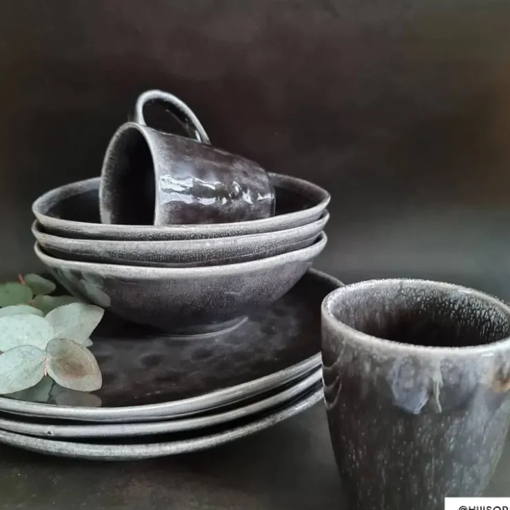 Xenos Schaal Toscane - zwart - ø24 cm- Schalen